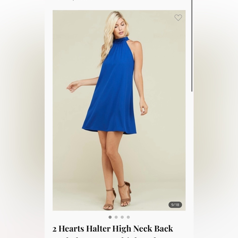 NWT 2 Hearts Halter High Neck Back Keyhole Dress
